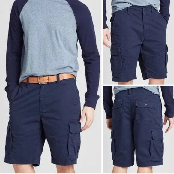 NEW Goodfellow & Co Men's 11" Cargo Shorts - Blue - Size 42 - Picture 1 of 9